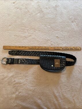 Patricia Nash Black Woven Leather Belt Bag